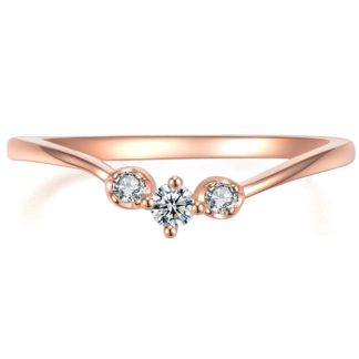 Curved Stackable Band [18K Rose Gold Over .925 Sterling Silver] w/ With Cubic Zirconia CZ [Size 8] - Minimalist Stacking Ring for Women, Teens & Girls