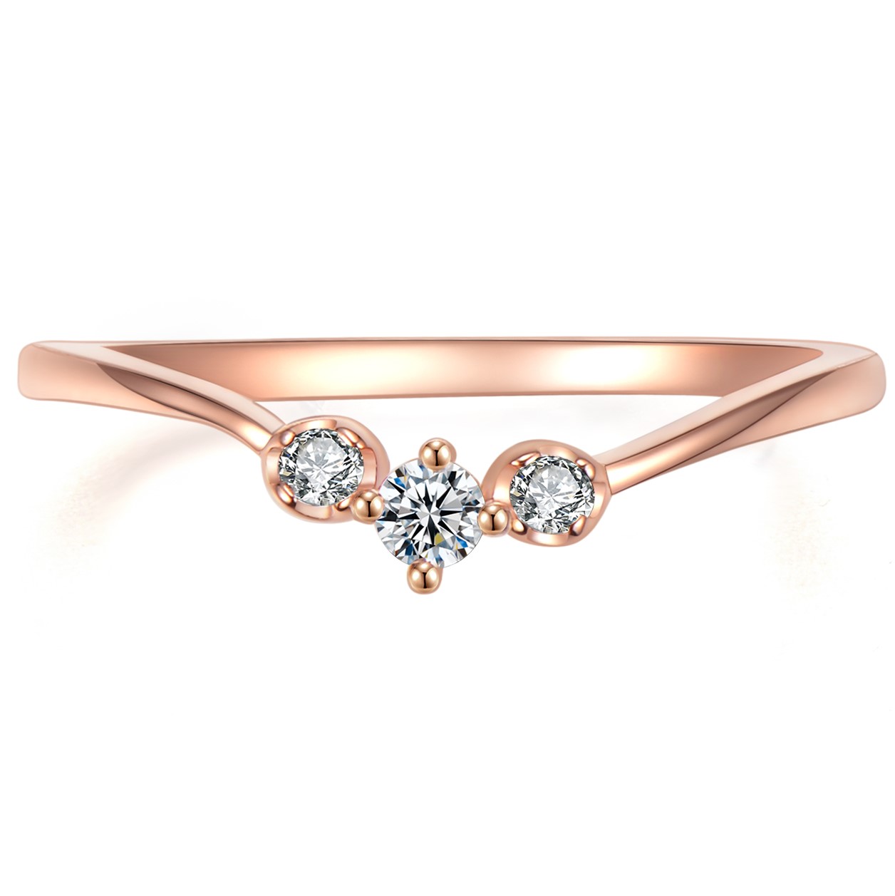 Curved Stackable Band [18K Rose Gold Over .925 Sterling Silver] w 