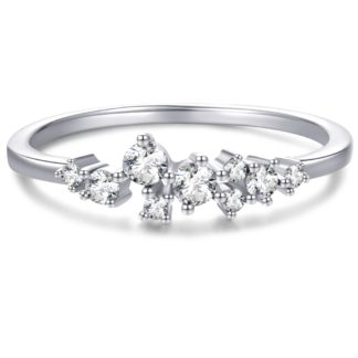 Cluster Ring for Women [925 Sterling Silver] with Cubic Zirconia [Premium CZ] Stackable Band (Size 6) - for Anniversary / Girlfriend / Birthday / Christmas Gift